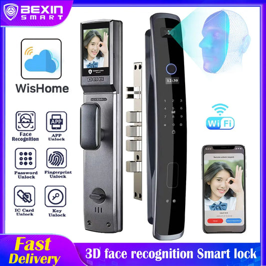 3D Face Recognition WIFI APP Smart door Lock Fingerprint Biometric Card Key Digital Lock Home intelligence Door Lock