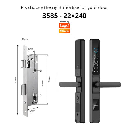 TUYA WIFI Waterproof Smart Door Lock Fingerprint APP Password RFID Card Keyless Digital Electronic Lock Aluminum/Glass Sliding