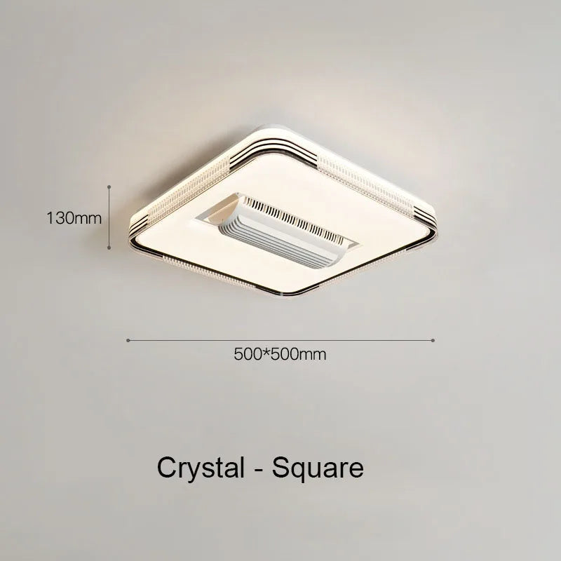 Luxury Crystal Square Round Bladeless Ceiling Fan With Light Ceiling Lamp Chandelier LED 3 Color Silent Electric Fan Ventilator