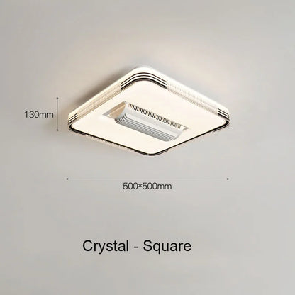 Luxury Crystal Square Round Bladeless Ceiling Fan With Light Ceiling Lamp Chandelier LED 3 Color Silent Electric Fan Ventilator