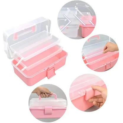 2/3 Layers Large Capacity Storage Box Foldable Multifunctional Plastic Portable Makeup Hairpin Organizer Nail Art Jewelry Box