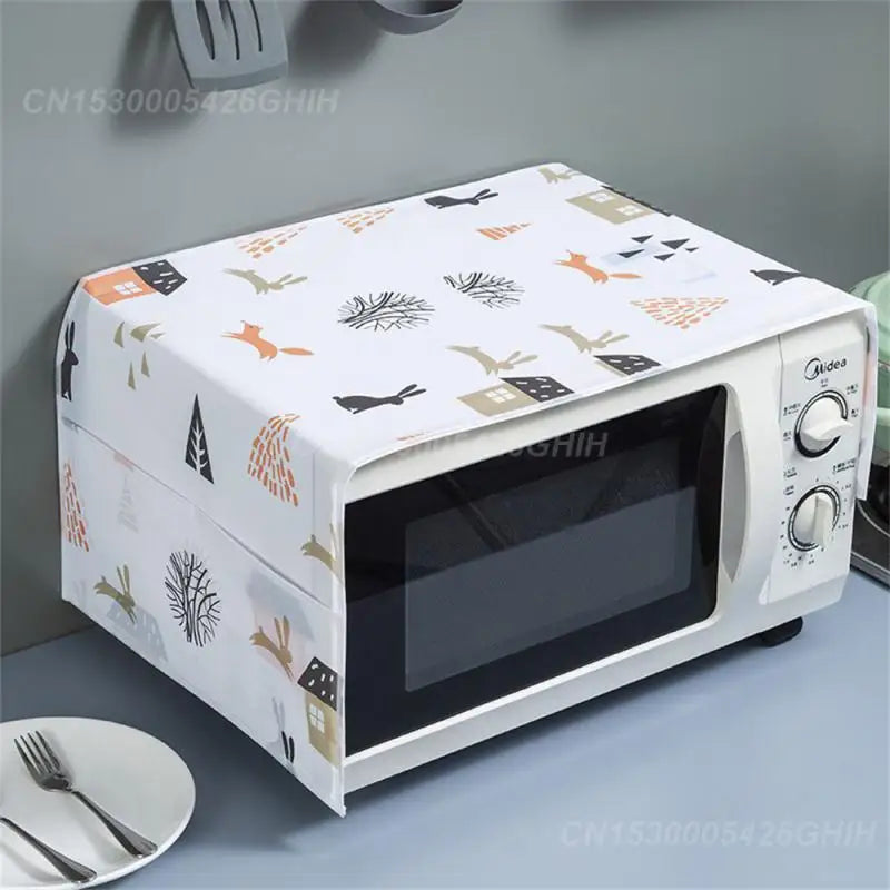 1~4PCS Microwave Oven Dust Cover Waterproof Slow Furniture Aging Nordic Wind Home Decoration Printing Microwave Oven Dust Covers