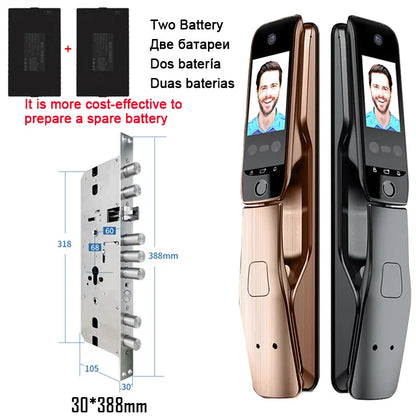 WiFi Tuya APP Voice Intercom Digital Door Lock  High Quanlity 3D Face Recognition Smart Door Lock With Camera