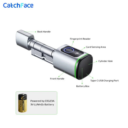 Euro Tuya TTLock APP Fingerprint RFID Card DIY Cylinder Lock Biometric Electronic Smart Door Lock Digital Keyless Replace