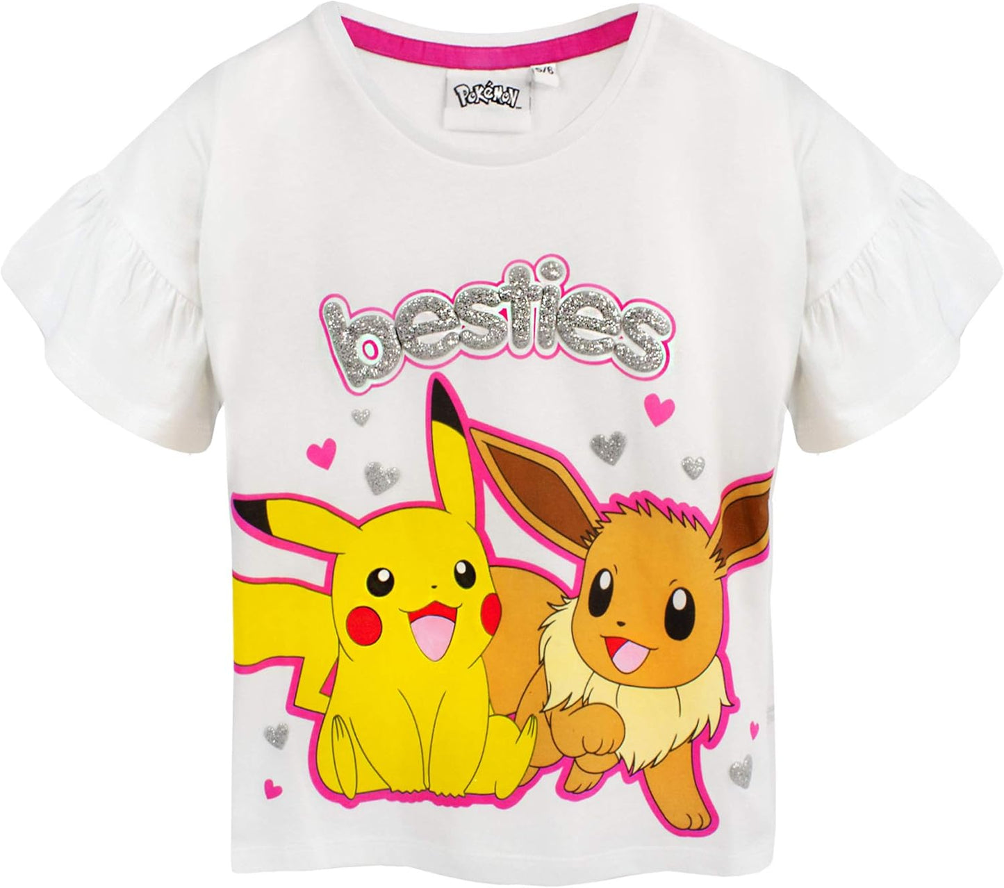 Pokemon Pyjamas Pikachu & Eevee Frill Sleeve Long or Short Leg Girls Pjs