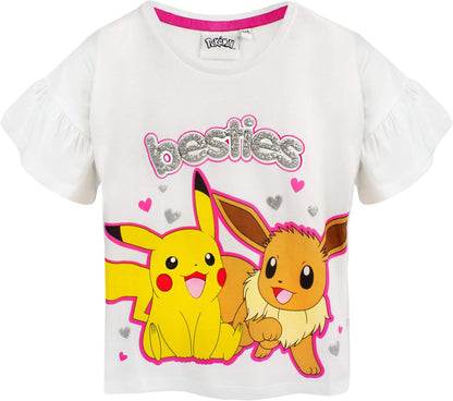 Pokemon Pyjamas Pikachu & Eevee Frill Sleeve Long or Short Leg Girls Pjs