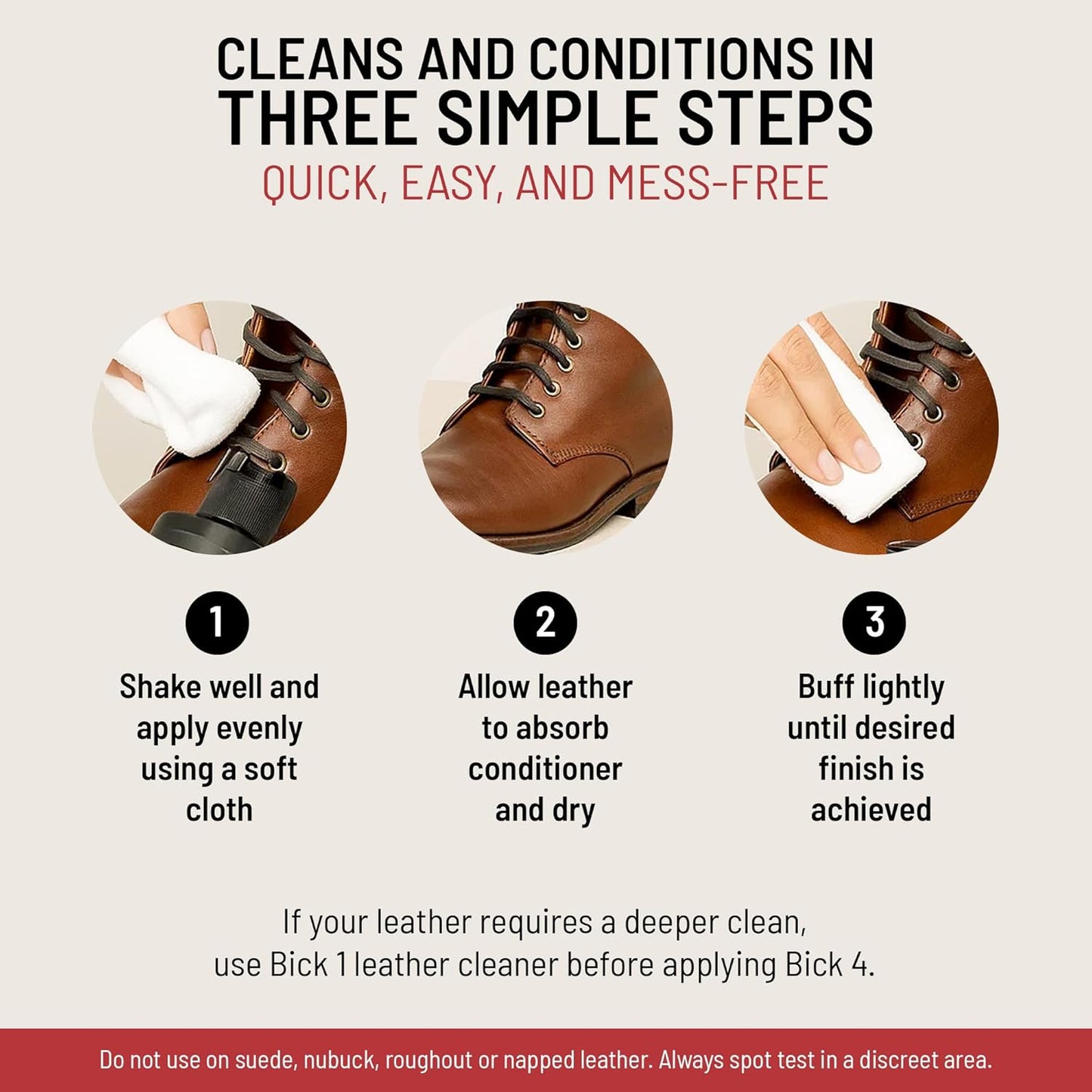 Bick 4 Leather Conditioner 8 Oz - Best since 1882 - Cleaner & Conditioner - Restore Polish & Protect All Smooth Finished Leathers